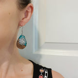 Tear Drop & Flower Resin & Wood Earrings - Pearl