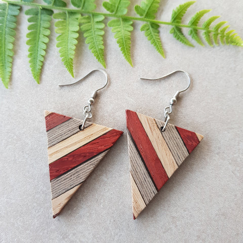 Triangle Stripe - Wood Earrings #1