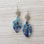 Leaf Resin Earrings - Blue